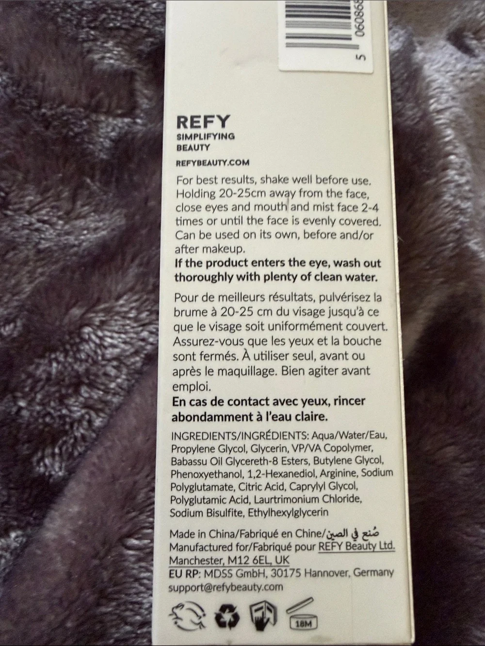 REFY Face Setter Makeup Setting Spray - Cream White Packaging